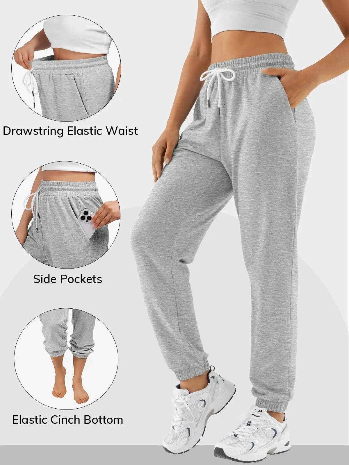 ATHMILE Sweatpants Women Baggy Joggers Workout Loose Lounge Lightweight Comfy Sweat Winter Fall High Waisted Athletic Pants XX-Large Grey