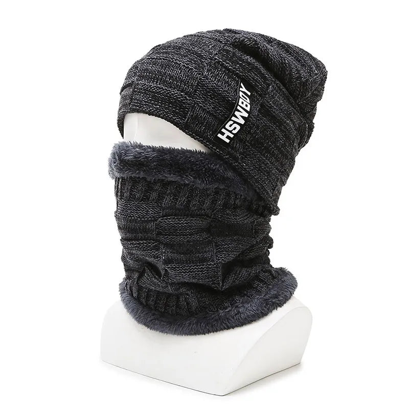 Hat Men's Winter Fleece Lined Padded Warm Keeping Woolen Knitted Hat