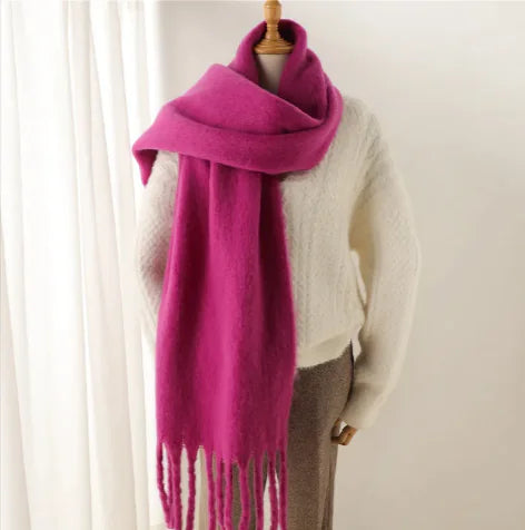 Mohair All-Matching Winter Fringe Scarf