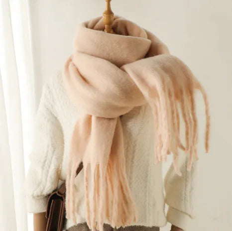 Mohair All-Matching Winter Fringe Scarf