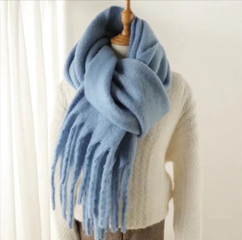 Mohair All-Matching Winter Fringe Scarf