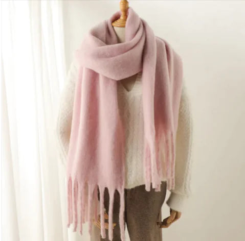 Mohair All-Matching Winter Fringe Scarf