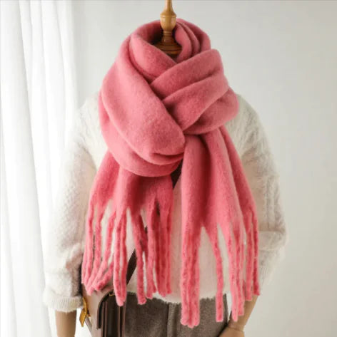 Mohair All-Matching Winter Fringe Scarf