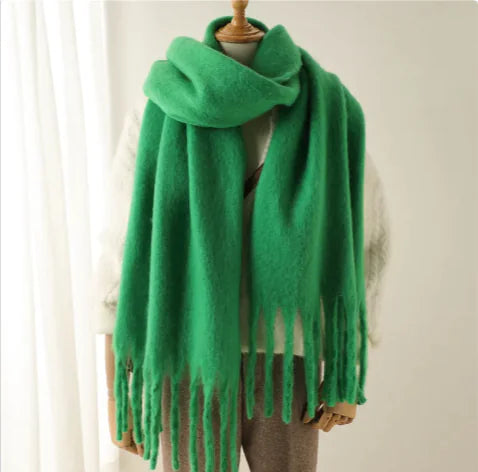 Mohair All-Matching Winter Fringe Scarf