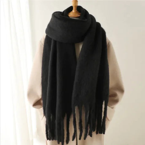 Mohair All-Matching Winter Fringe Scarf