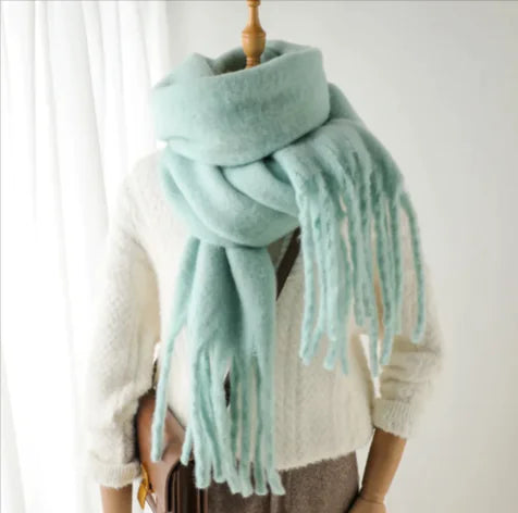 Mohair All-Matching Winter Fringe Scarf